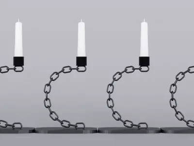 Alphabet C Chain Black Candleholder 3D Model True 4K PBR Renders Low-poly 3D model