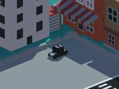 Police car driving game Low-poly 3D model
