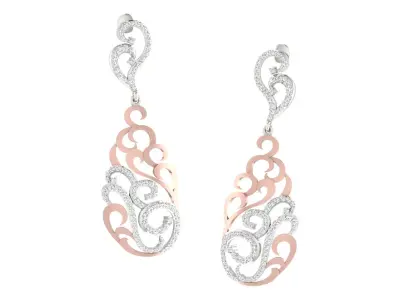 Women Drop Earrings 3dm STL OBJ FBX Renders Details 3D print model 5
