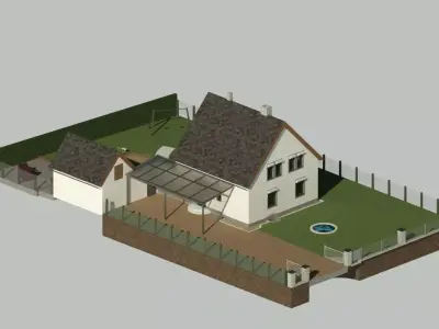 Deutsches Einfamilienhaus mit Garten single-family house German 3D model