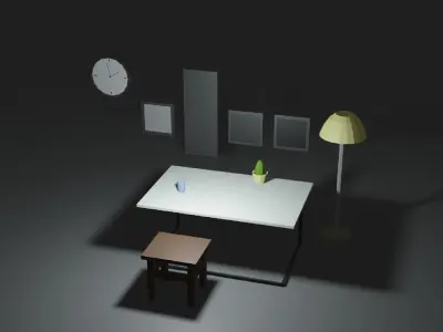Simple poly interior decor Free low-poly 3D model