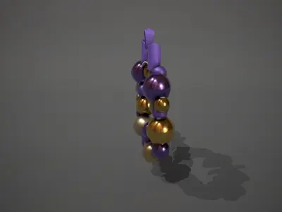 Purple and Gold Christmas Bauble Wreath Low-poly 3D model