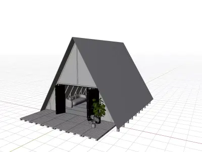 Triangle House Blender 3d Low-poly 3D model