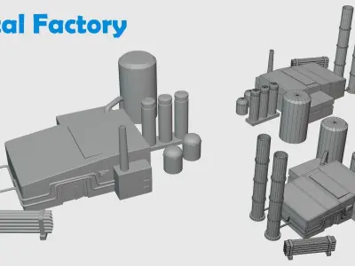 LOW-POLY Factories pack Low-poly 3D model