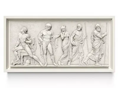 Classic greek wall relief 3D model