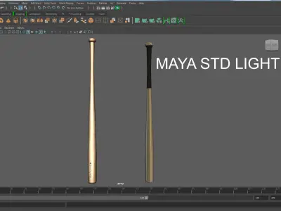 baseball bat wood and steel Low-poly 3D model