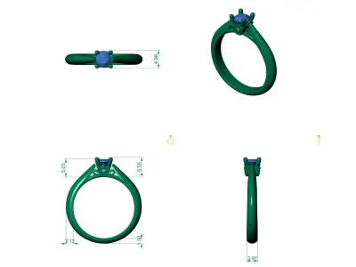 D-1768 solitaire diamond engagement ring gold 3D print model