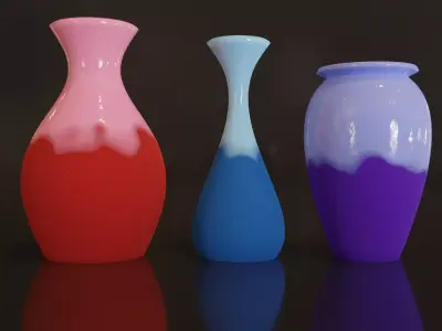 Flower And Vases - 3 colors 3D model Low-poly 3D model
