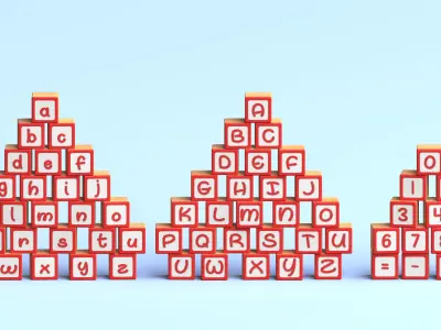 Wooden Blocks - Alphabet and Numbers - Unreal Engine Low-poly 3D model