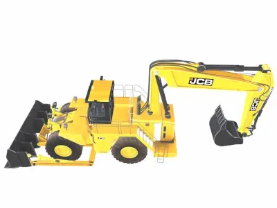 Backhoe Loader JCB 3CX Rigged Low-poly 3D model