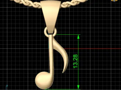 Musical Note Necklace pendant Silver Gold  Print 3D print model