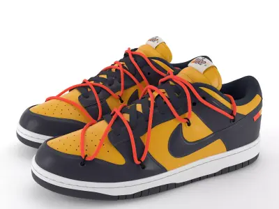 Nike Dunk Low Off-White University Gold PBR Low-poly 3D model