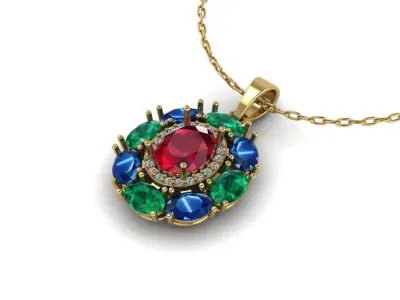 Beautifaul gold oval pendant design 3D print model