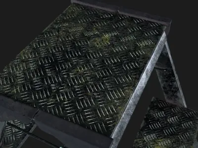 Stepladder metal step stool Low-poly 3D model