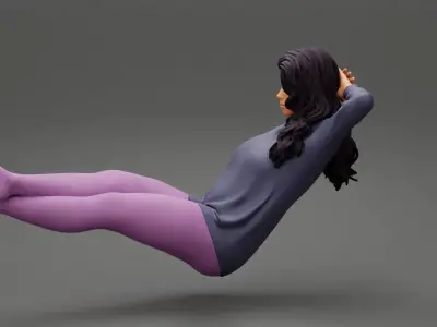 Sexy girl sitting on a chair with her legs on the table 3D print model