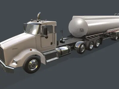Kenworth T800 Tank Trailer Low-poly 3D model