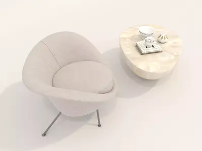 Modern Coffee Table and Armchair Set 52 3D model