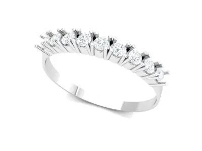 White Gold Classic Half Band Emerald Ring 3D Model Print Ready 3D print model