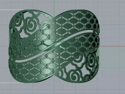 Wide gold Filigree Ring - laser cut lattice jewelry design 3D print model