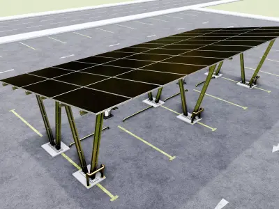 Solar Carport-4 Car Carport-3x12 Panels-Type-8 3D model