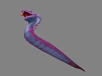 Cartoon Cobra - Purple Naja Low-poly 3D model