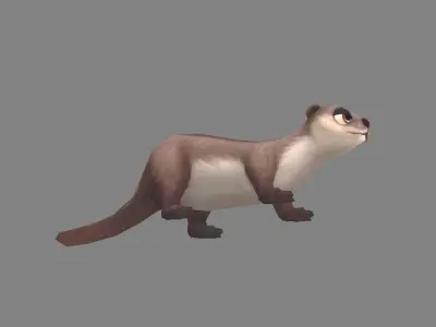 Cartoon otter Low-poly 3D model