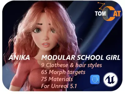 Anika Modular School Girl for Unreal Low-poly 3D model