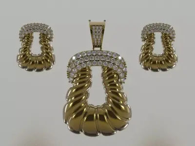 Diamond Accented Fluted Hoop Half Set js0025 3D print model