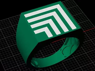 Mens Black Enamel Geometric 16 mm Signet  Ring 8 3D print model