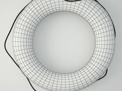 1950s Yellow and White Life Preserver 3D model