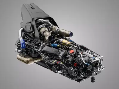 Twin Turbo Hybrid V8 LMH LMDh Engine - Center Exit Exhaust 3D model