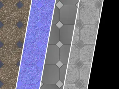 Tile Materials 36- Concrete Tiling By Gravel Sbsar Pbr Seamless Texture