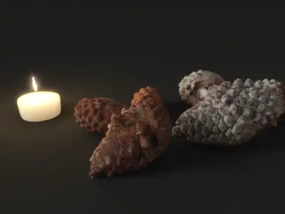 Candle Jar and Pinecones Low Poly Low-poly 3D model