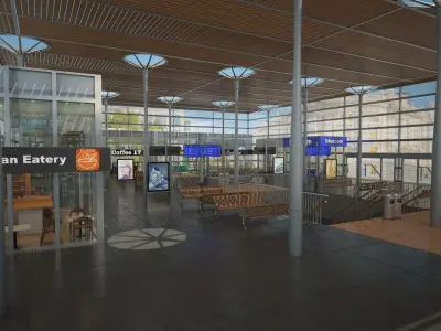 Realistic Railway train Station 3D Model  3D model