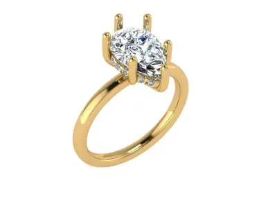 Pear shape solitare with under halo 3D print model purchase
