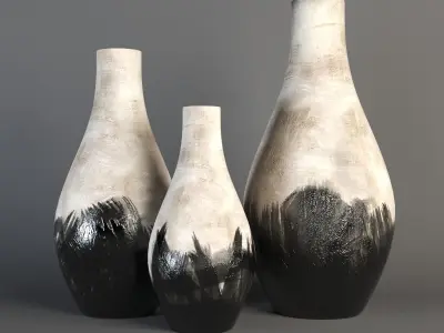 vase819 three vases and bowl 3D model