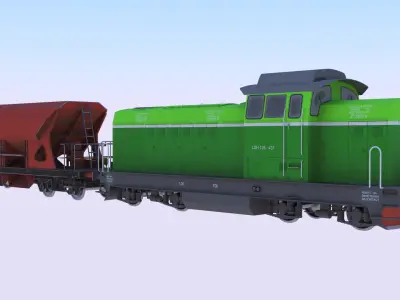 Cargo train PBR VII 3D model