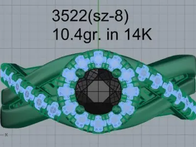 Round Halo Twisted Ring 3522 3D print model