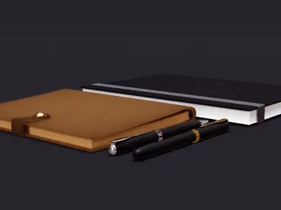 Notebooks and Pens 3D model