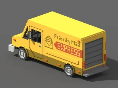 Voxel Mail Van Low-poly 3D model