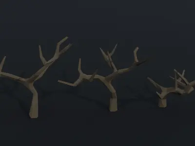 Cartoon dead trees Polygonal Style Low-poly 3D model
