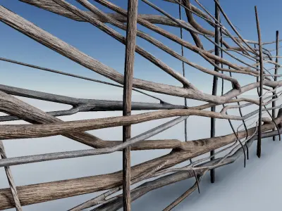 Wooden Fence LP PBR  Low-poly 3D model