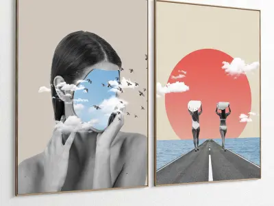 Plaster Two Photo Frame 379 Low-poly 3D model