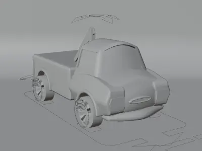 cartoon tow car Low-poly 3D model