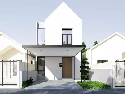Full House 2 Storey Architecture and Interior Design Low-poly 3D model