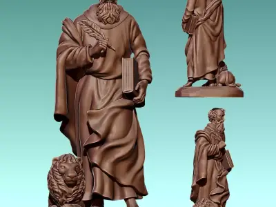 Mark-Marcus-Marcos-Evangelist - CNC Router Carving 3D print model