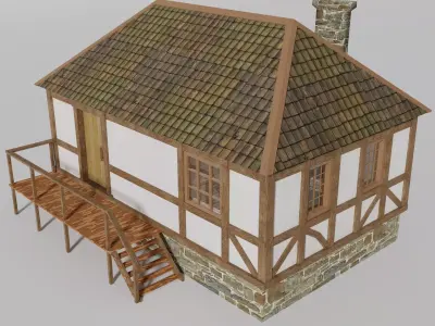 Medieval house Free low-poly 3D model 3