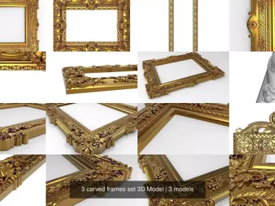 3 carved frames set 3D Model 3D Model Pack