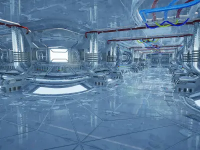 Scifi Corridor Orbit - Unreal Engine Project Low-poly 3D model