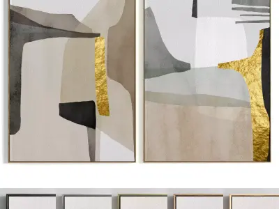 Plaster Two Photo Frame 232 Low-poly 3D model